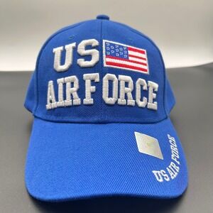 New US Air Force Hat Baseball Cap Embroidered US Flag Blue OS New League Veteran